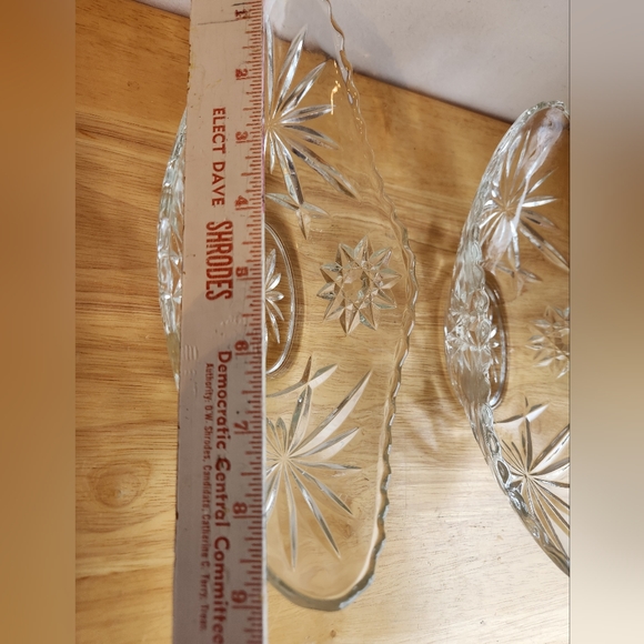 Pair EAPC Star of David Relish Dish Bowls Hocking Glass Vintage - Picture 6 of 7